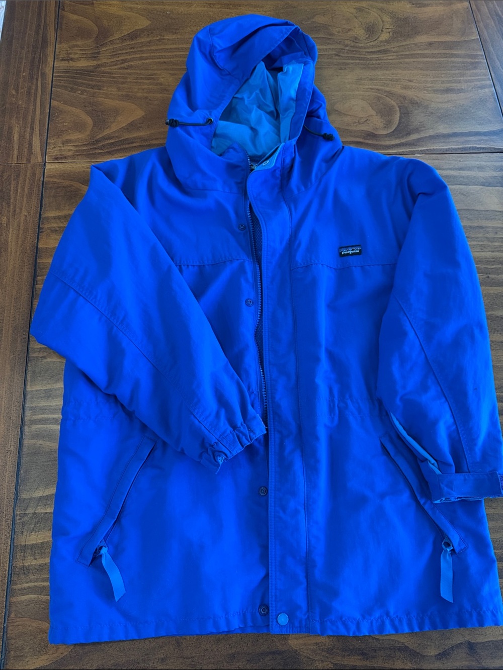 Patagonia Bright Blue by Hooded Raincoat Men’s XS or Youth XL READ